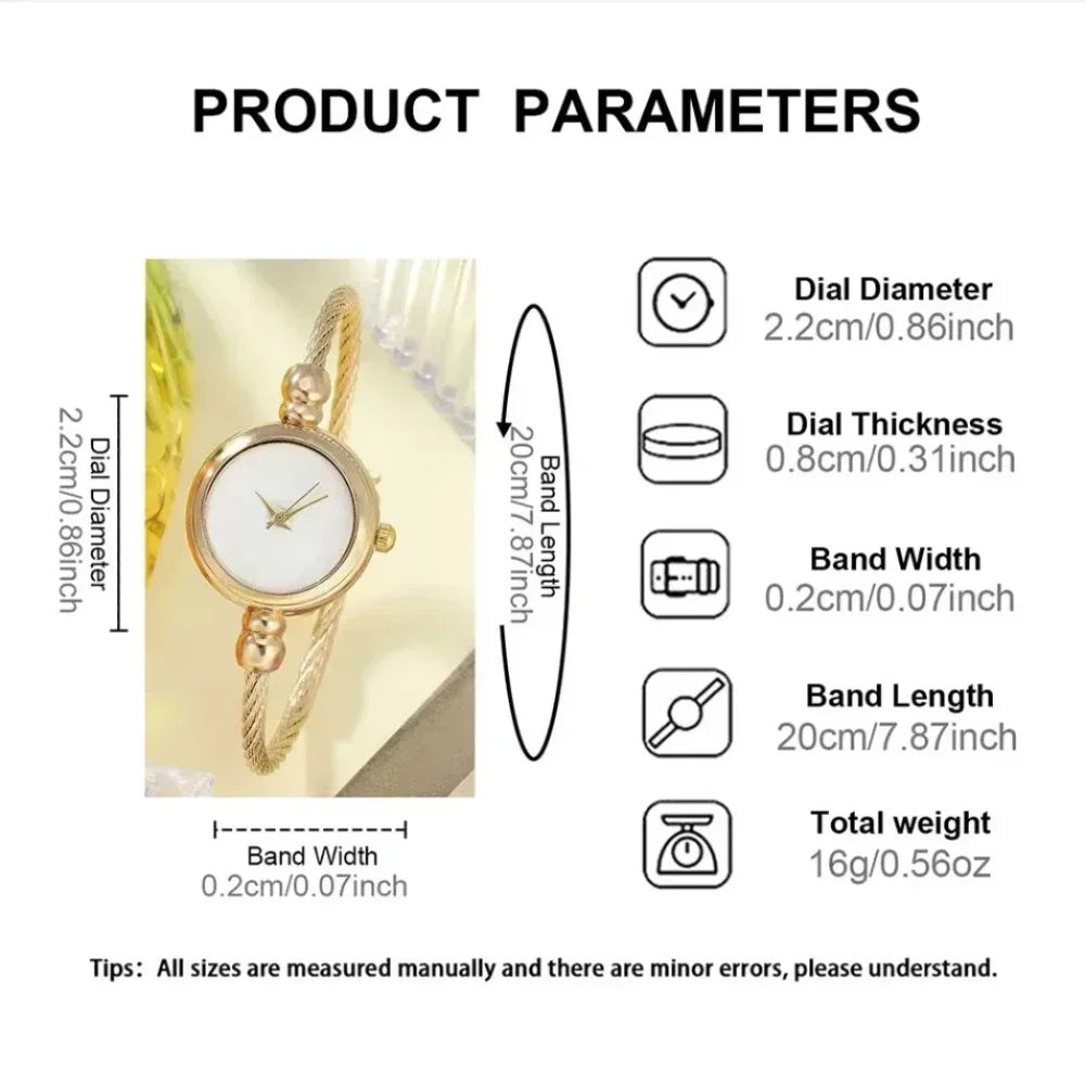 Gold Bangle Bracelet Watch for Women – Small Stainless Steel Quartz Ladies Wristwatch