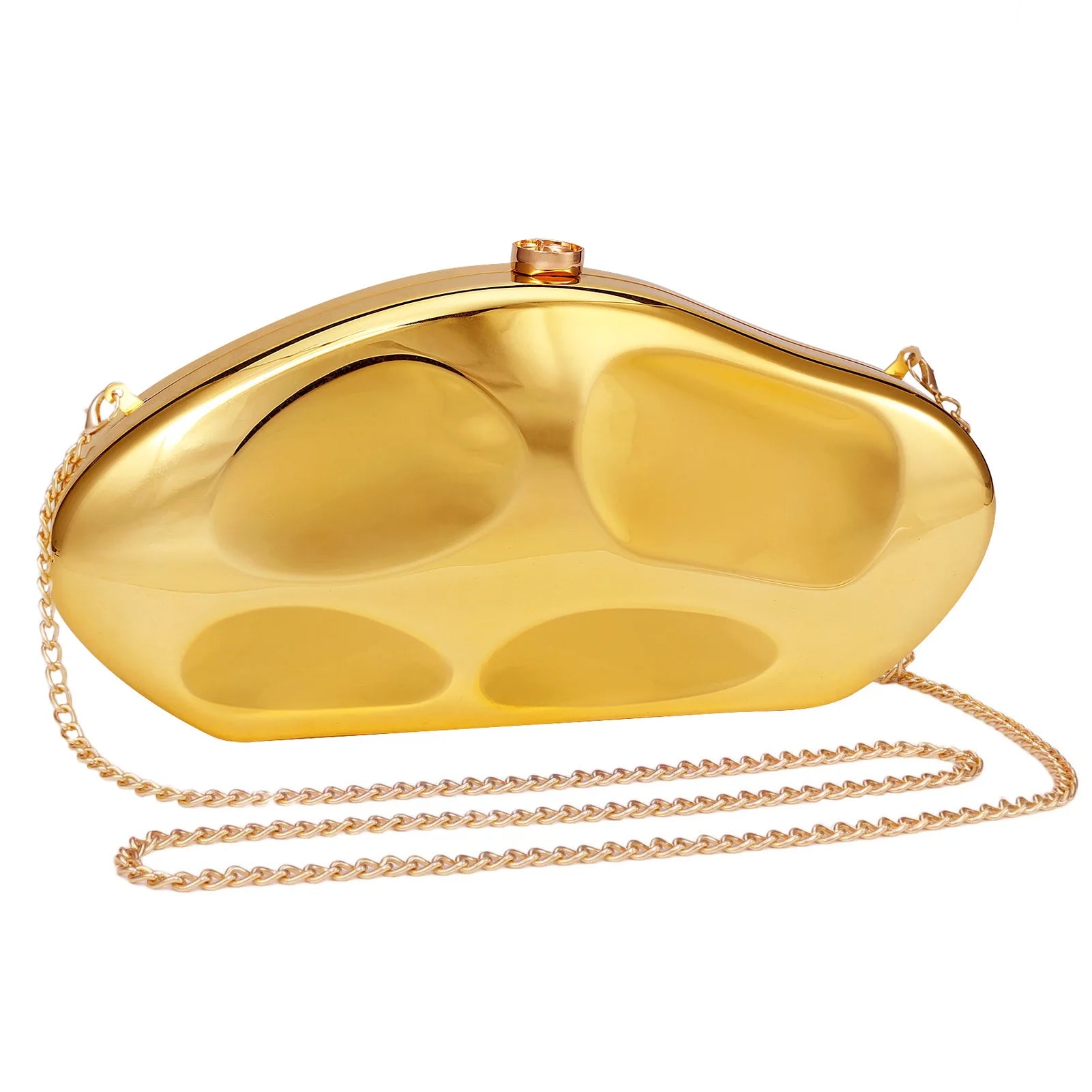 Asymmetrical Stone Shape Metal Acrylic Clutch – Women's Wedding & Evening Party Handbag