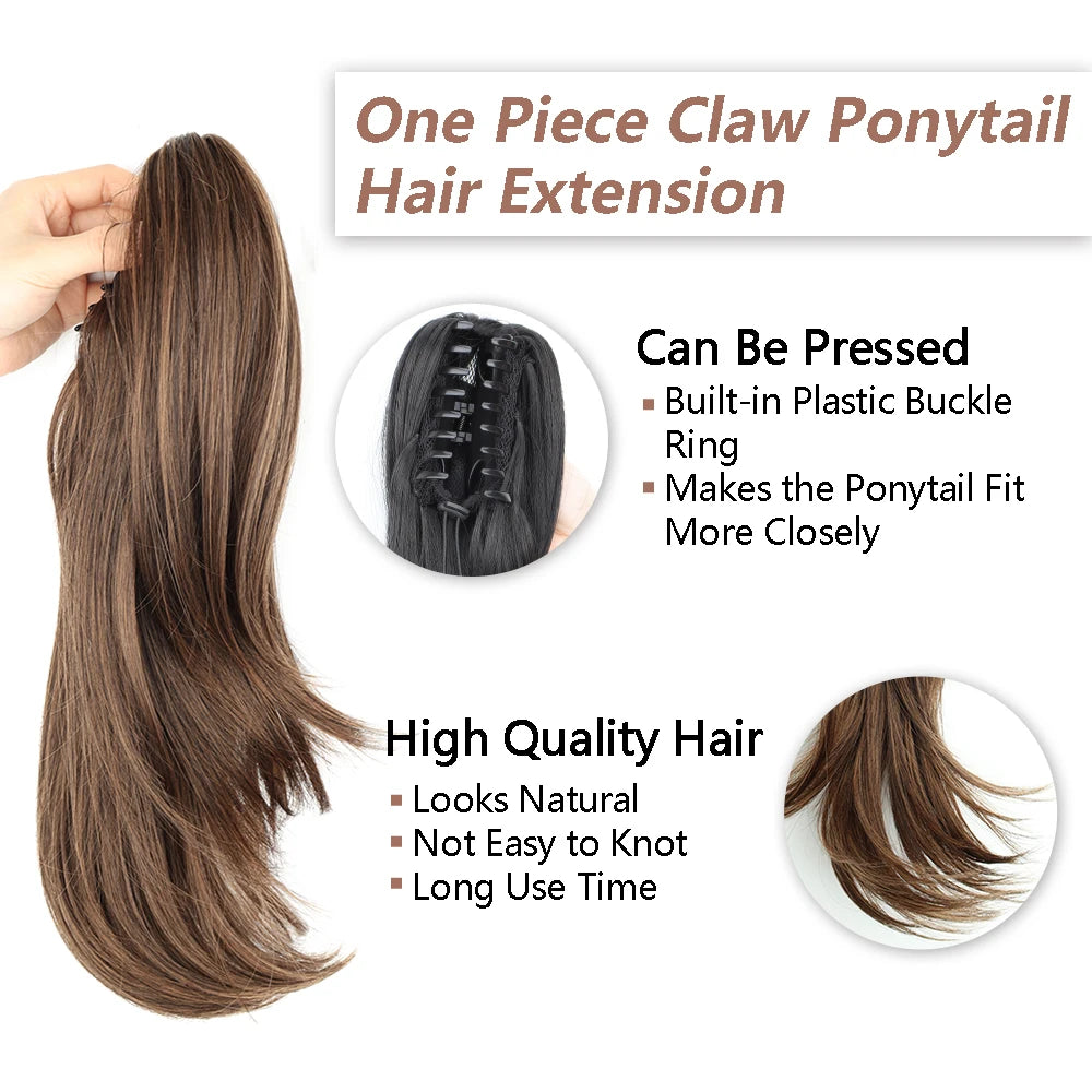 AZQUEEN 18-Inch (45 cm) Clip-In Wavy Ponytail Hair Extension - Heat-Resistant Synthetic, Layered Black/Brown