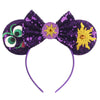 Sequin Snowflake Mouse Ear Headband with 5\" (12.7 cm) Bow – Kids & Adults Festival Party Cosplay Hairband