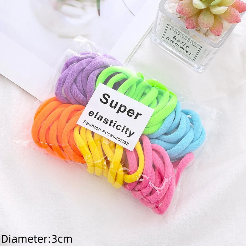 50-Pack No-Damage Elastic Hair Ties for Women & Girls – Seamless Ponytail Holders (Assorted Colors, Includes Black)