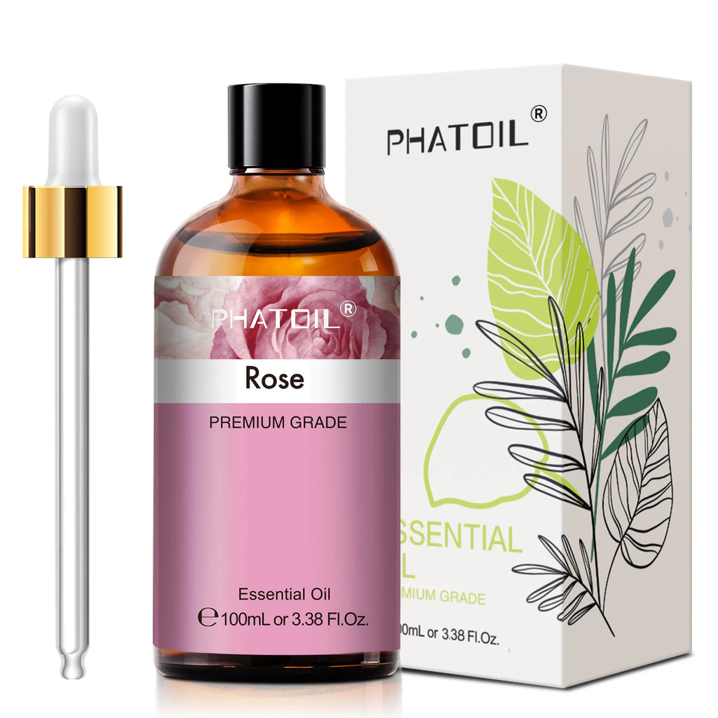 PHATOIL 100ml (3.38 fl oz) Pure Essential Oil for Aromatherapy — Eucalyptus, Lavender, Vanilla, Jasmine, Lemon, Bergamot