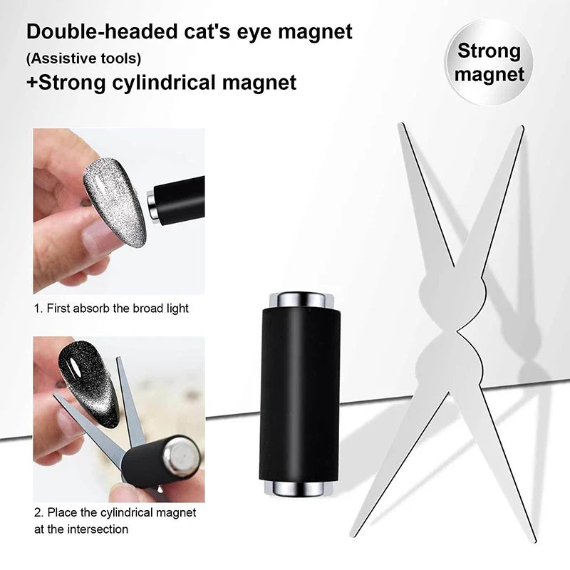 Y-Shaped Double-Head Cat Eye Nail Magnet 1/2-Pack French-Style DIY Magnetic Gel Polish Tool
