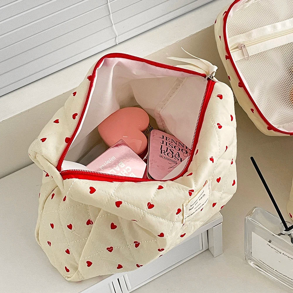 Cute Quilted Makeup Bag for Women – Cartoon Animal Cosmetic & Toiletry Pouch, Zipper Organizer (Small, Handbag, Tote)