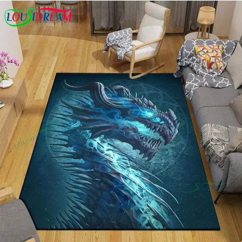 3D Mythical Beast Printed Area Rug Anti-Slip Polyester Carpet for Living Room, Kids Bedroom & Yoga Mat — Multiple Sizes (23.6×15.7–90.5×63 in / 60×40–230×160 cm)