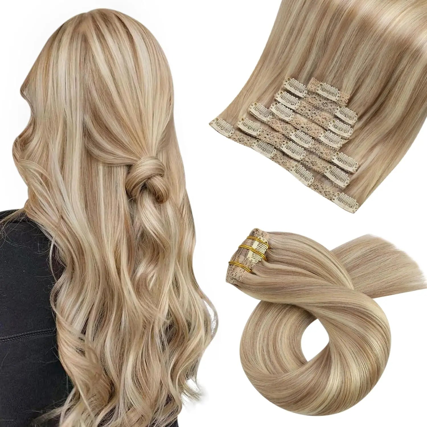 Moresoo Brazilian Remy Clip-In Human Hair Extensions – Straight 5PC or 7PC Set, 10–24 in (25–61 cm)