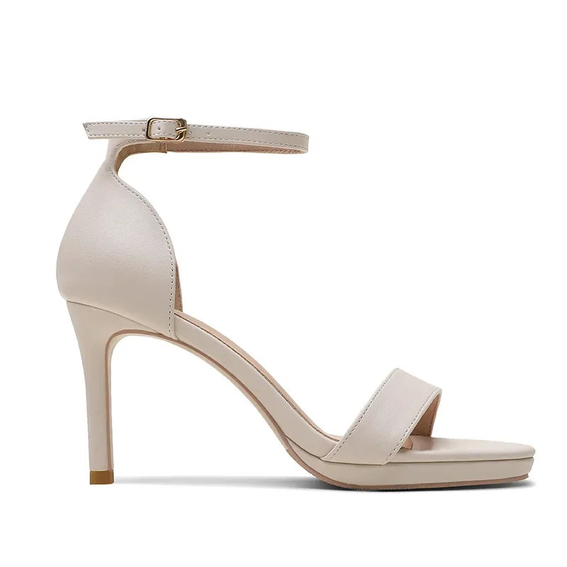 Women's Summer Stiletto Platform Buckle Sandals Thin High Heels Elegant Party Dress Shoes (EU 32)