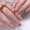 24-Pack Christmas Green Snowflake Press-On Nails with Rhinestones – Holiday False Nail Set for Women