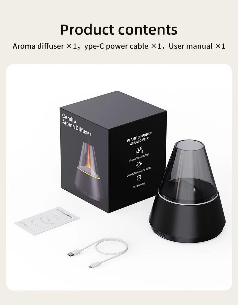 NEWSTYLE Simulated Flame Aroma Diffuser – Bonfire LED Ultrasonic Cool Mist Humidifier & Essential Oil Diffuser, 280ml (9.5 fl oz) with Remote