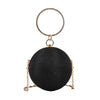 Gold Silk Round Evening Clutch with Rhinestones and Chain Shoulder Strap – Women's Party Handbag