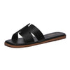 Women's Dressy Flat Slip-On PU Slide Sandals Comfortable Square Toe