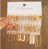 24-Pair Women's Gold Earring Set — Boho Vintage Pearl & Geometric Hoops Gift Set