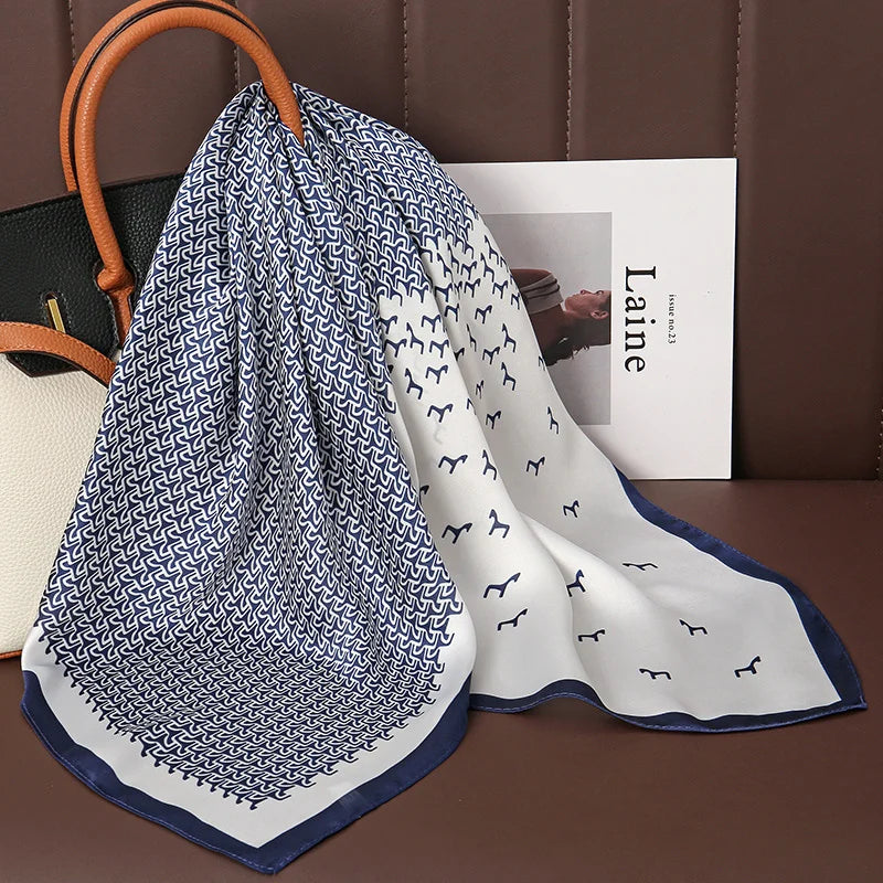 Luxury Satin Square Scarf 70 x 70 cm (27.6 x 27.6 in) – Silk-Feel Polyester Shawl Hijab Neckerchief Hair Ribbon Headband Bandana