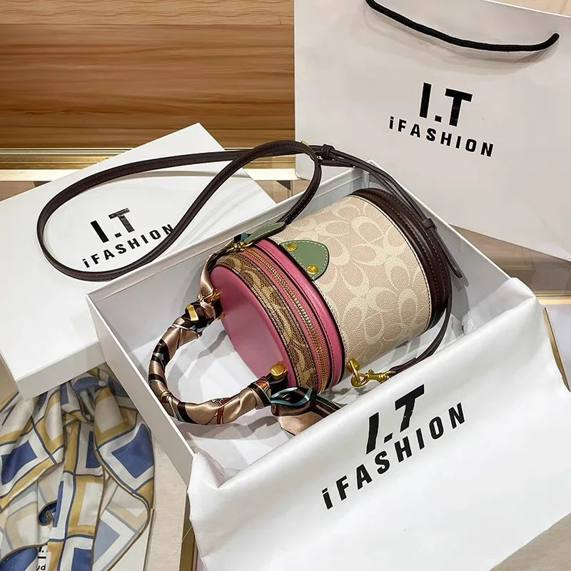 Minimalist Contrast Color Small Box Crossbody Bag for Women High-End Portable Satchel