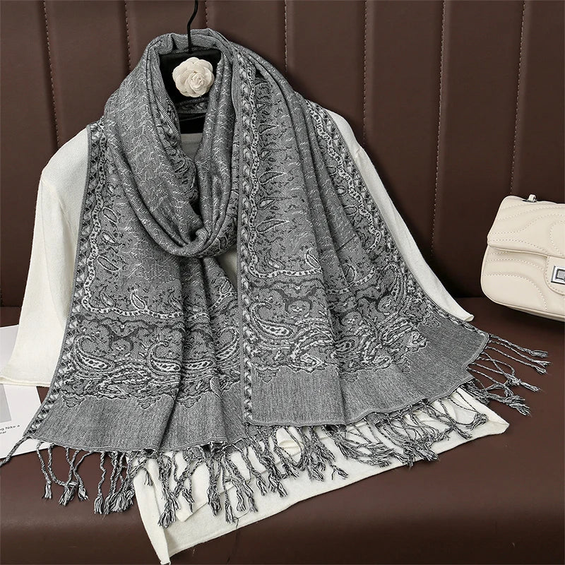 Cashmere-Feel Pashmina Shawl – Women's Warm Winter Scarf Wrap, 70 x 190 cm (27.6 x 74.8 in)