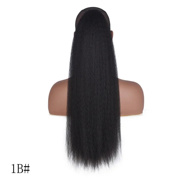 WIGSIN 22-Inch (56 cm) Synthetic Yaki Straight Puff Ponytail Clip-In Drawstring Hair Extension for Women