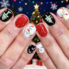 24-Pack Christmas Green Snowflake Press-On Nails with Rhinestones – Holiday False Nail Set for Women