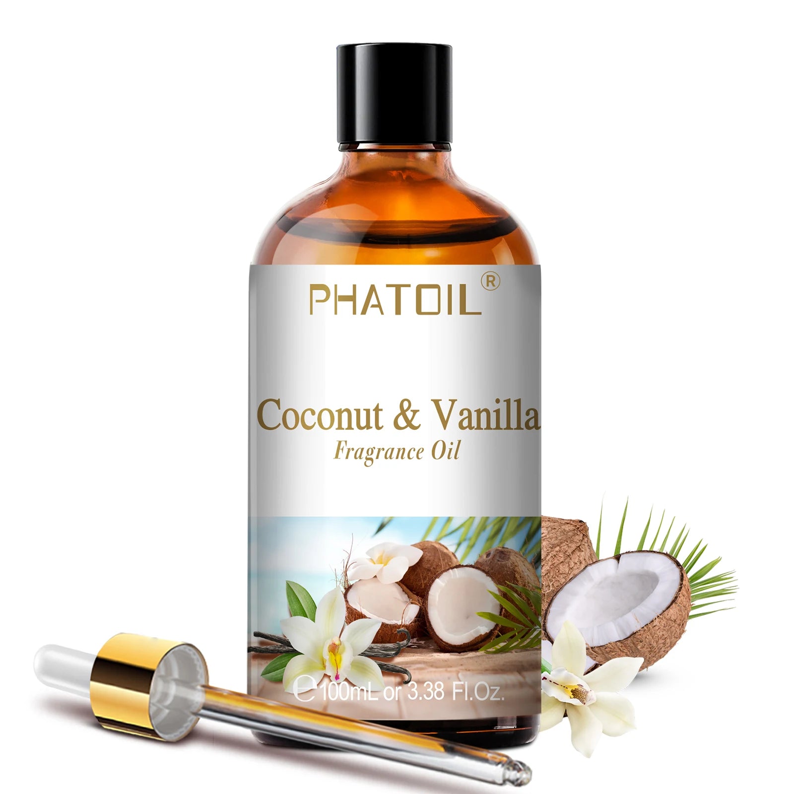 PHATOIL 100ml Aromatherapy Fragrance Oil — Coconut & Vanilla, Strawberry, Cherry, Lemon — 1/2/3-Pack for Diffuser, Candle Making & DIY
