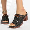Women's Low Heel Open-Toe Back-Strap Sandals - PU Slip-On Casual Summer Shoes