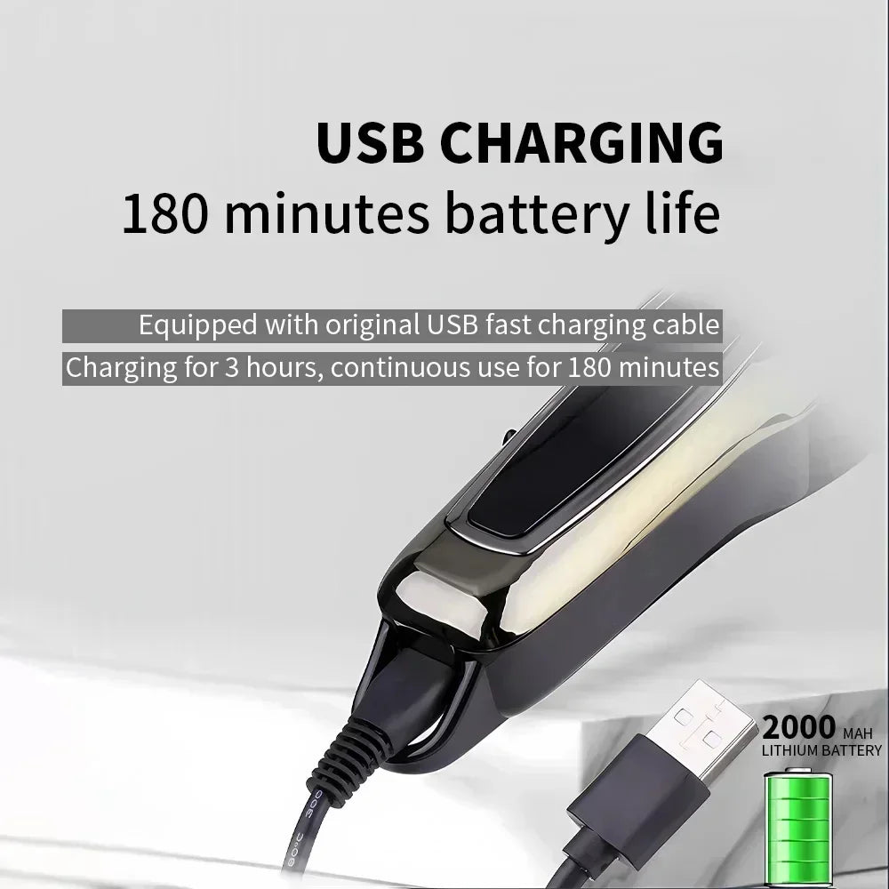 Kemei Rechargeable Cordless Hair Clipper, Professional Men's Trimmer with Limit Combs, 3-Hour Run Time