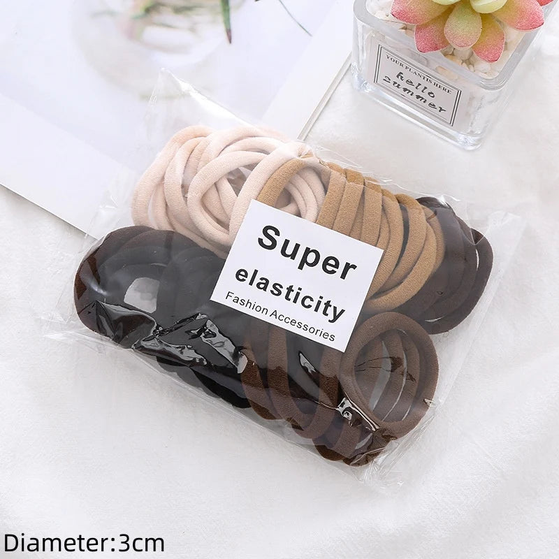 50-Pack No-Damage Elastic Hair Ties for Women & Girls – Seamless Ponytail Holders (Assorted Colors, Includes Black)