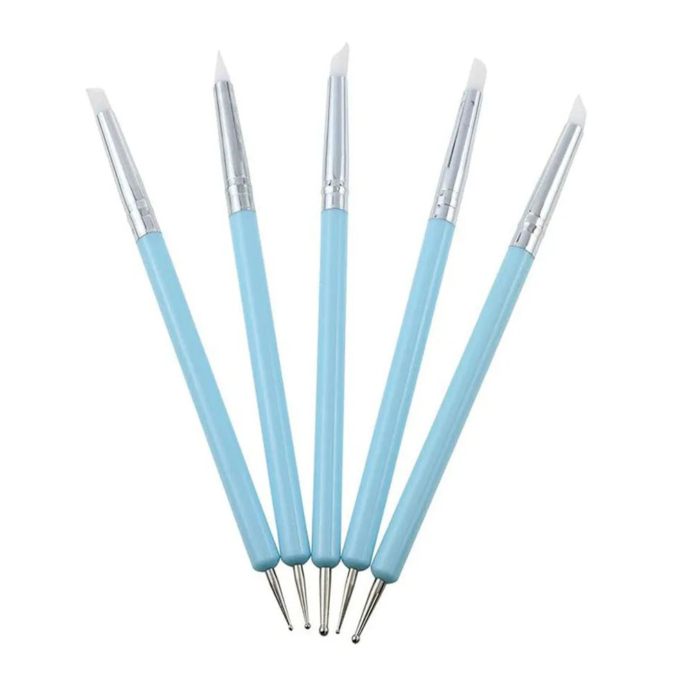 5-Pack Double-Ended Silicone Dotting Tools – Nail Art, Clay Sculpting & Cake Decorating Pens