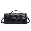 Woven Leather Baguette Shoulder Bag, Genuine Cow Leather Crossbody Handbag for Women