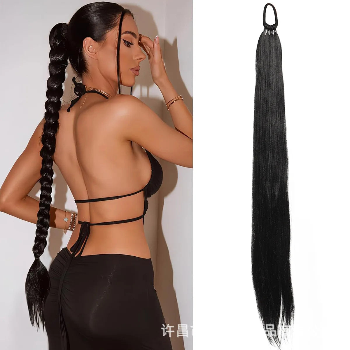 28 Inch Synthetic Straight Ponytail With Elastic Hair Rope Hair Extensions Fashionable For Daily Use Party Hair Accessories
