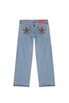 Blue High-Waisted Y2K Harajuku Baggy Jeans with Five-Point Star Embroidery Women's Casual Straight Denim