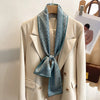 Women's Silk-Feel Printed Long Narrow Scarf 12 x 148 cm (4.7 x 58.3 in) - 50+ Colors | Headband & Shawl