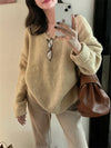 Women's V-Neck Lightweight Knit Sweater — Loose Fit One-Size Pullover