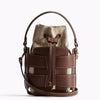Women's Small Hollow-Out PU Leather Bucket Crossbody Bag Luxury Shoulder Handbag