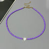 Shell Heart Choker Necklace with Colorful Glass Beads Adjustable 34+10cm (13.4+3.9in) Spring Summer Fashion Gift for Friend