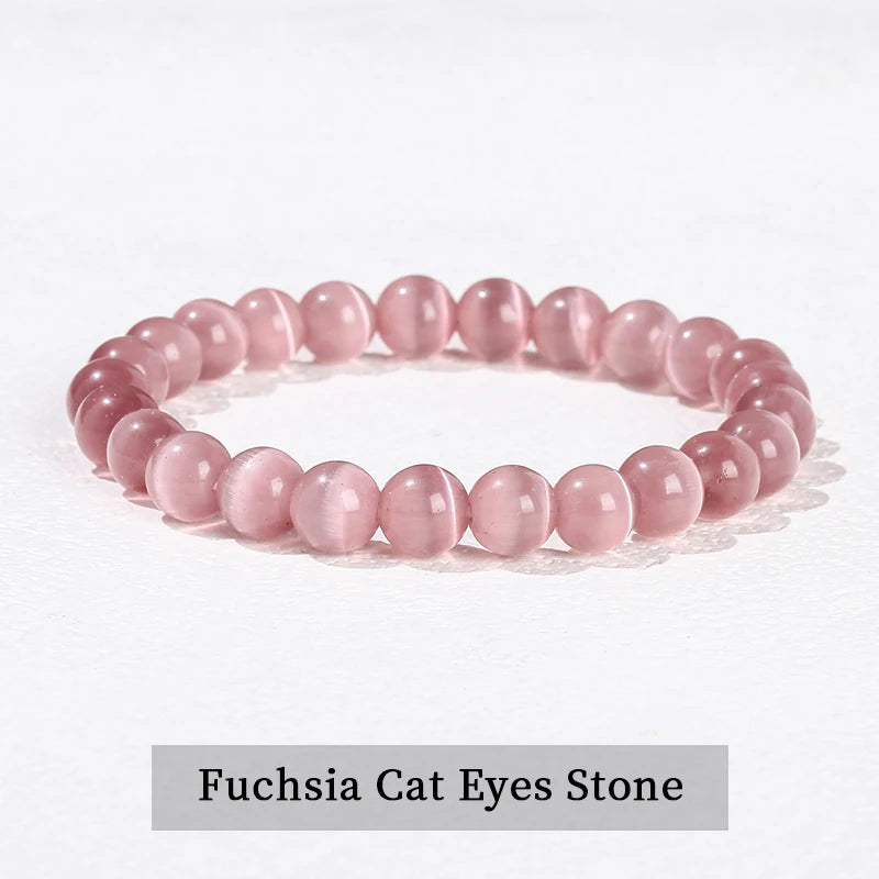 Natural Stone Beaded Bracelet 6/8/10mm — Obsidian Fluorite Quartz Jasper Stretch Yoga Bracelet for Women & Men