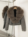 ZMEENNA Women's Faux Leather Moto Jacket with Detachable Faux Fur Collar - Short Warm Winter Coat