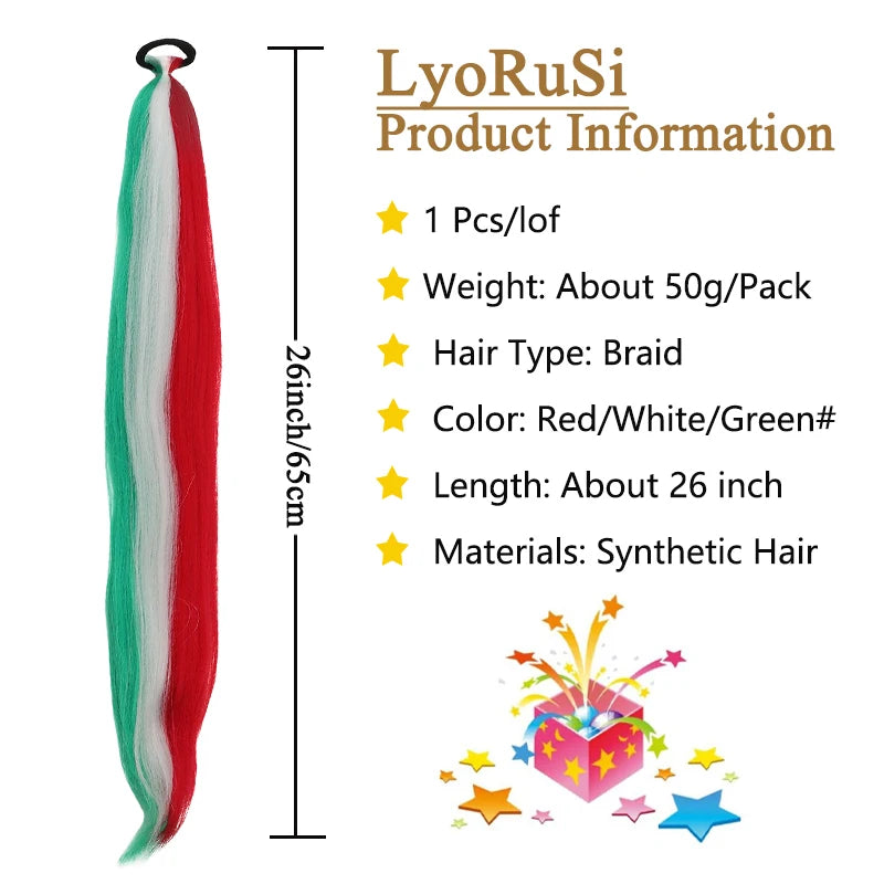 Women's Long Straight Ponytail Wig Extension - High-Temp Fiber, Festive & Braidable (1 Piece)