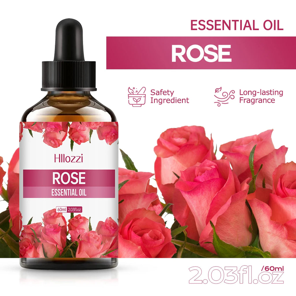 Rose Aromatherapy Essential Oil - Moisturizing Facial & Body Massage Oil with Long-Lasting Fragrance