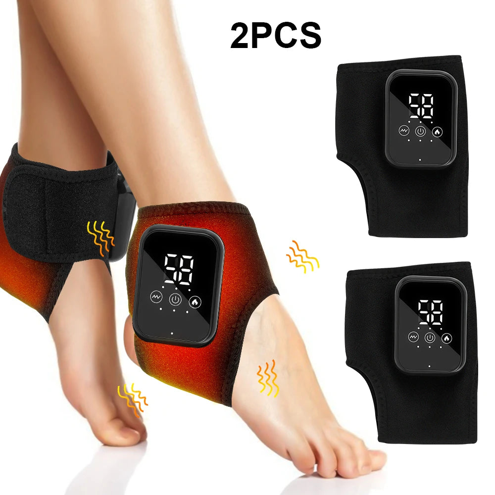 Cordless Heated Ankle Massager Wrap – Rechargeable Foot Heat & Vibration Therapy with Adjustable Support