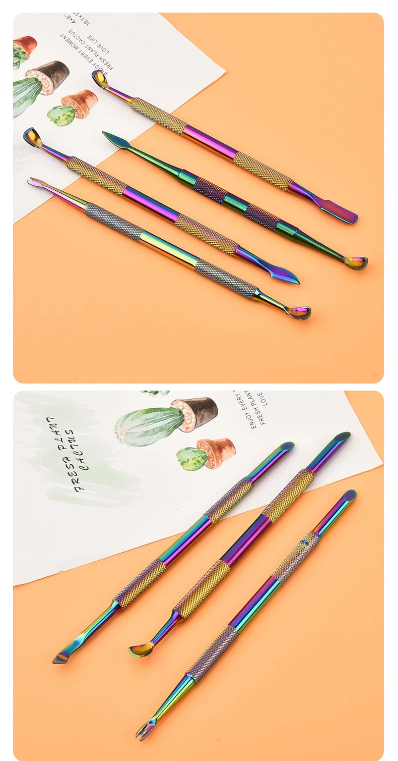 Double-Ended Stainless Steel Cuticle Pusher & Nail Remover – Beveled Circle Head Manicure Tool