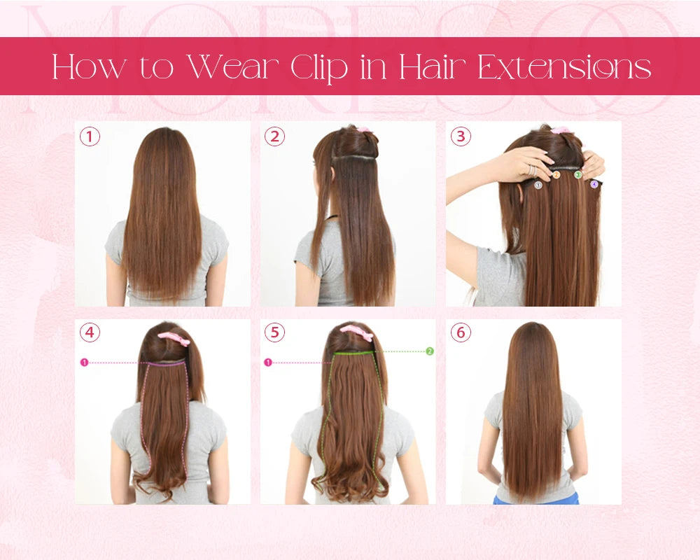 Moresoo Brazilian Remy Clip-In Human Hair Extensions – Straight 5PC or 7PC Set, 10–24 in (25–61 cm)