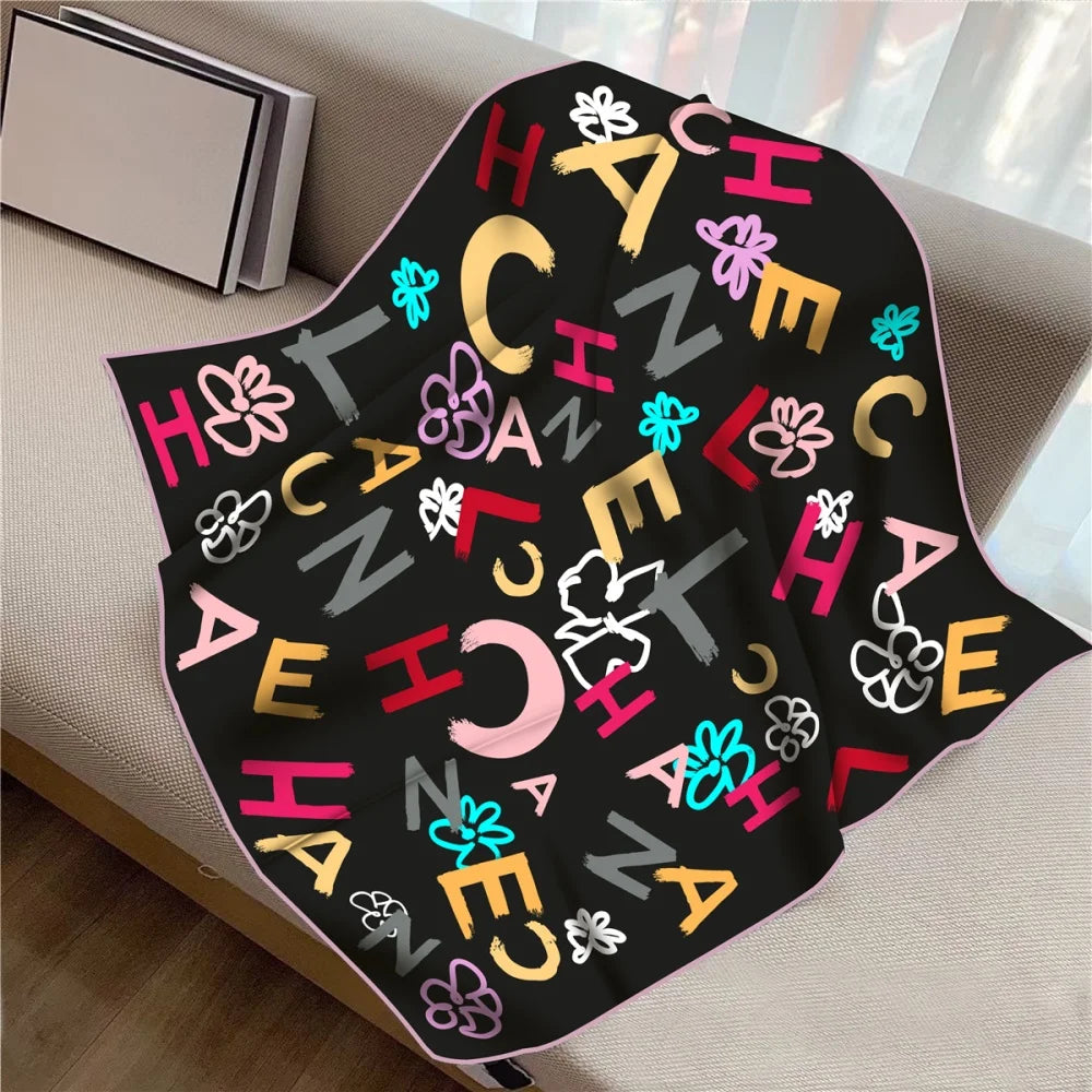 Twill Silk Square Scarf 90 x 90 cm (35.4 in) - Floral & Letter Print Women's Neck Kerchief Wrap