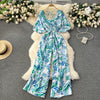 V-Neck Dolman Sleeve Polka Dot High-Waist Wide-Leg Jumpsuit for Women