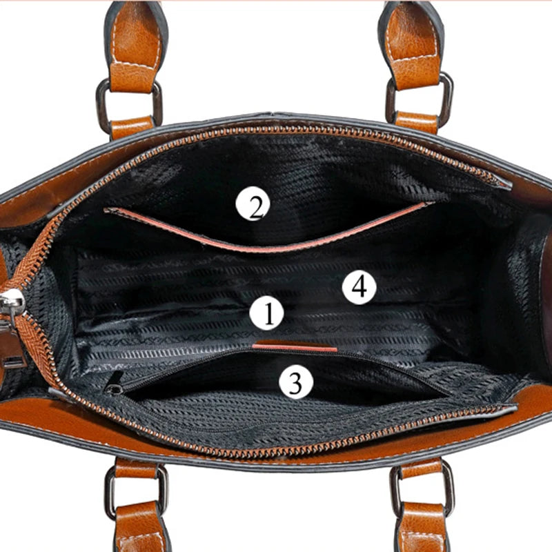 Women's Genuine Leather Tote Crossbody Shoulder Bag Top Handle Messenger Purse for Work and Shopping