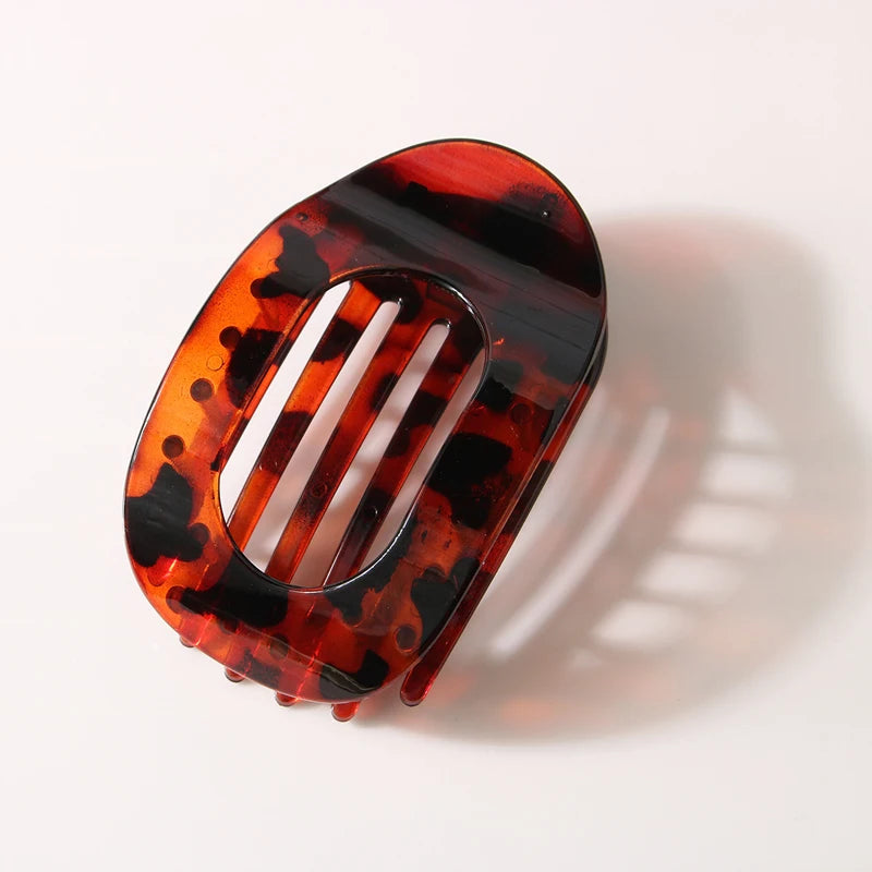 Leopard Oval Flat Hair Clips for Women — Large Round Flat Claw French Hair Clips, Trendy Hair Accessories