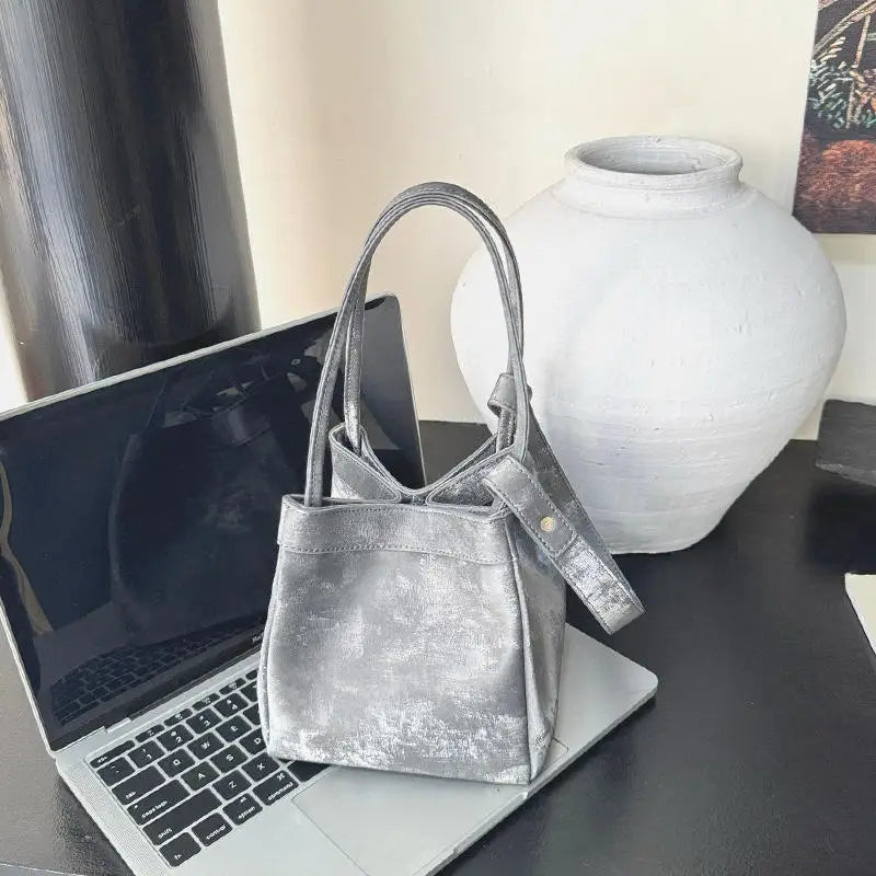 Personalized Faux Suede Bucket Bag for Women – Custom Letter Shoulder Tote, Luxury Party Handbag