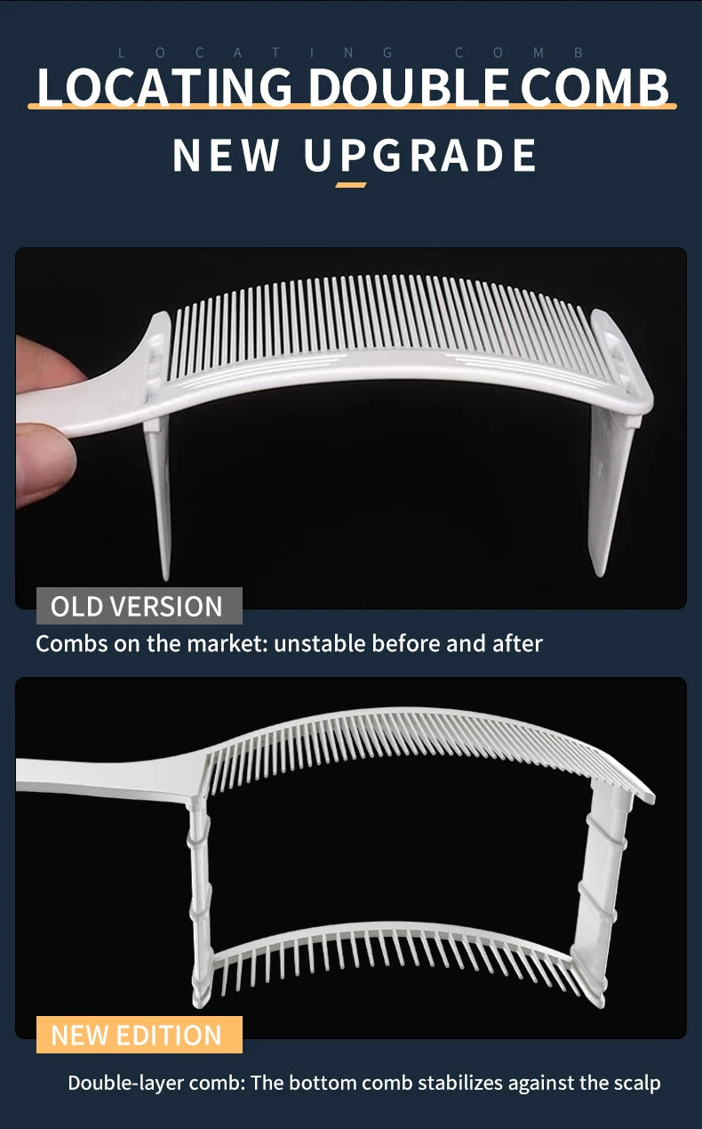 7-Piece Adjustable Barber Comb Set — Curved Positioning Comb with 1cm & 2cm Guide Brackets for Men's Hair Cutting, Blending & Trimmer Salon Tools