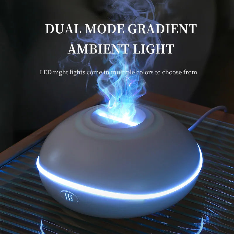 Portable 200ml (6.8 fl oz) USB Aroma Diffuser & Essential Oil Lamp — Mini Air Humidifier with Color Flame Night Light