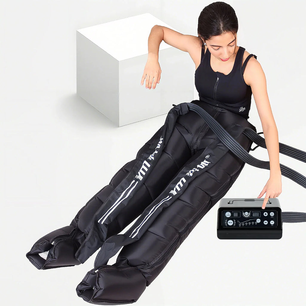 6-Chamber Whole-Body Pneumatic Compression System - Air Lymphatic Drainage Leg & Foot Massager