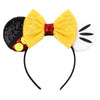 Sequin Snowflake Mouse Ear Headband with 5\" (12.7 cm) Bow – Kids & Adults Festival Party Cosplay Hairband