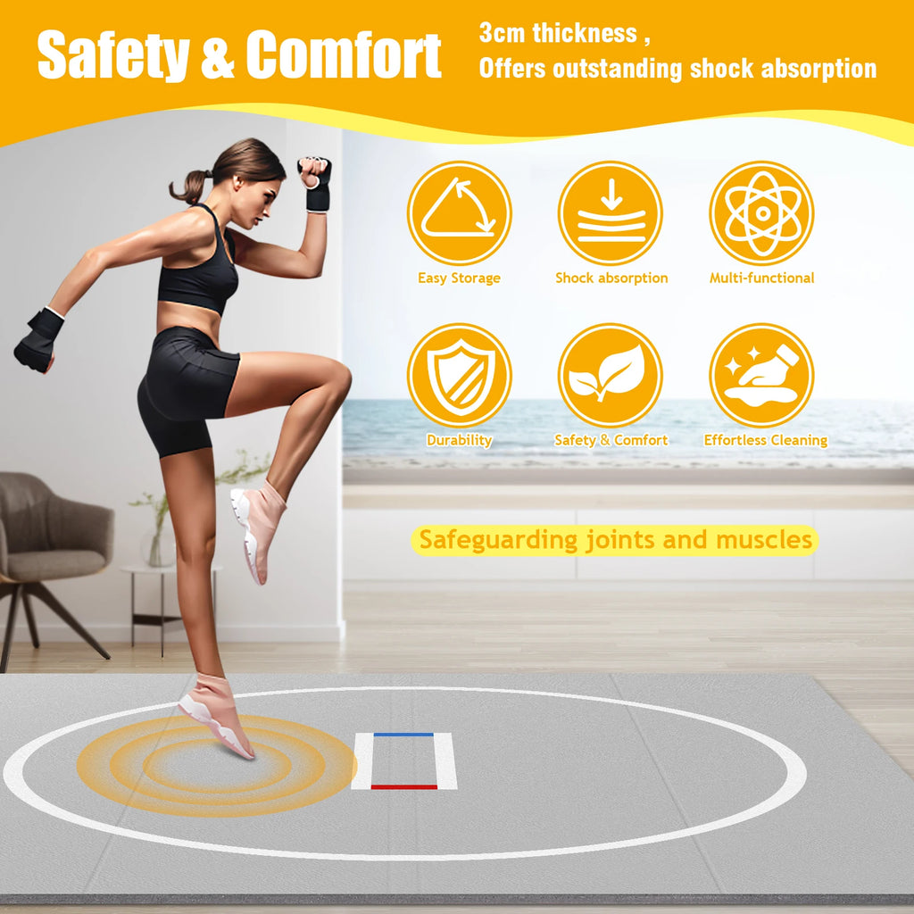 3m x 3m (10ft x 10ft) 30mm (1.18in) Non-Slip Wrestling Mat - Wear-Resistant Jiu Jitsu & Grappling Training Mat